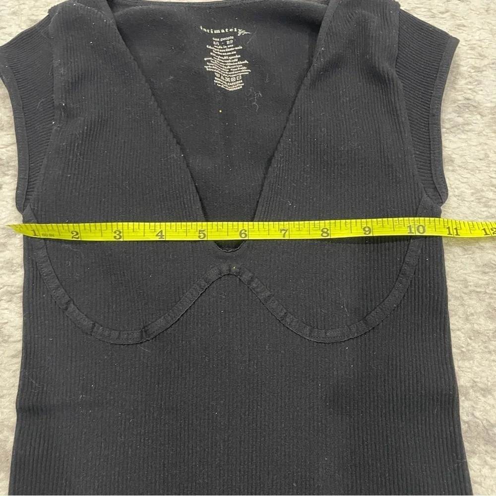 Free People Black V neck Bodysuit